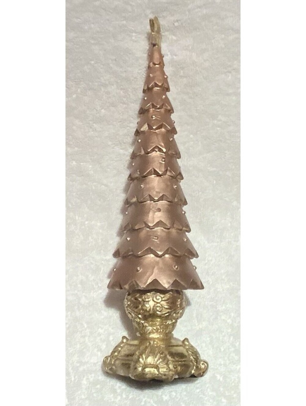 Resin Gold 12” Slender Christmas Tree with Ornate Pedestal